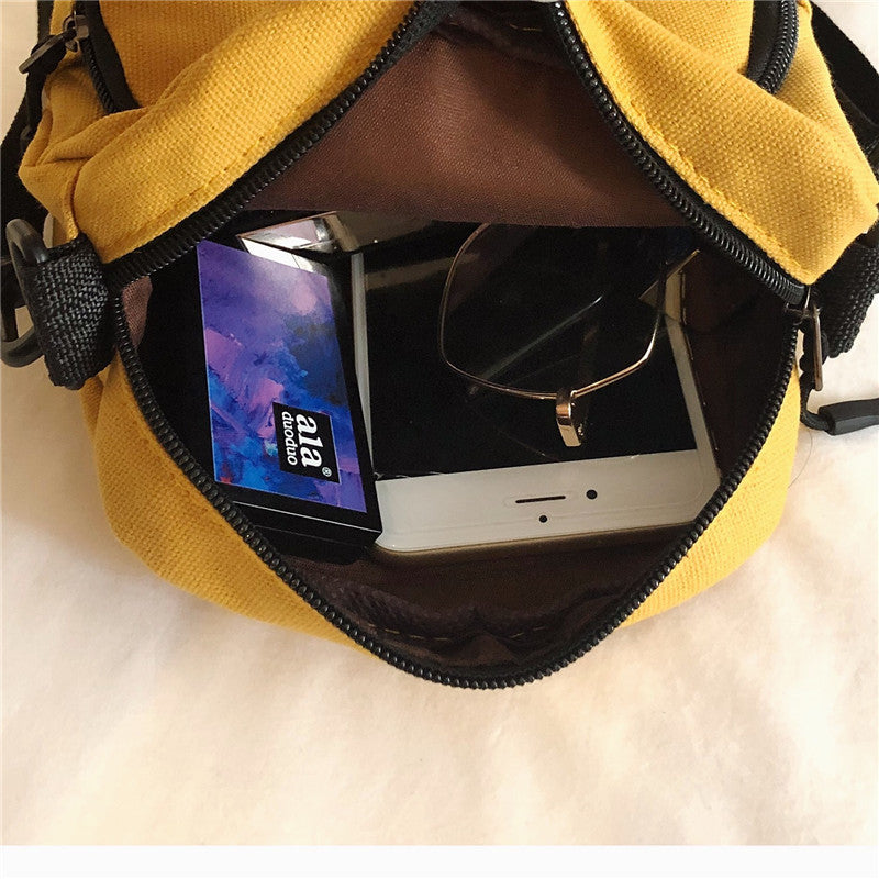 Korean Style Casual Crossbody Bag for Women with Shark Print, Soft Canvas Mini Square Bag with Zipper Closure, Perfect for Students and Daily Use