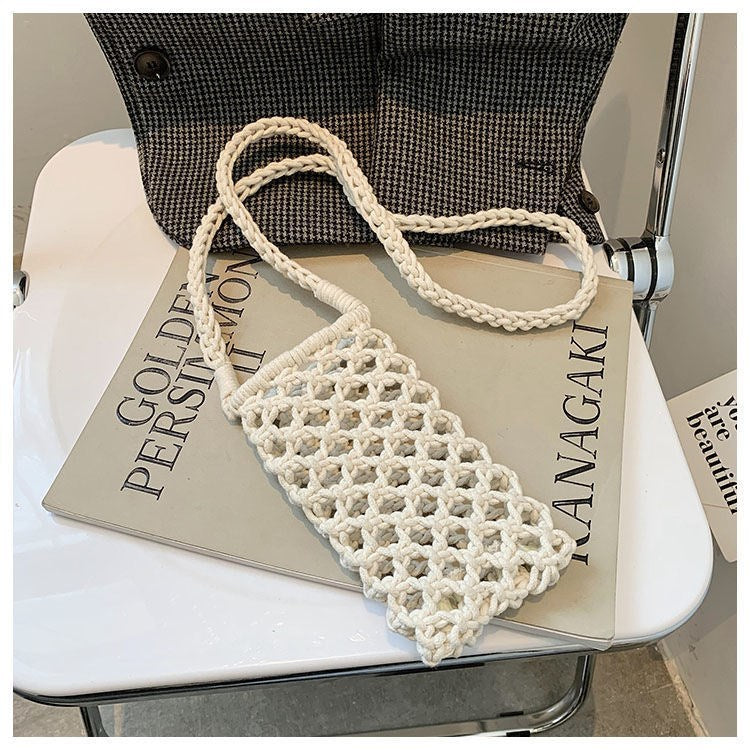Hot Sale Fashion All-Match Popular Woven Shoulder Messenger Bag for Women Summer Cotton String Crossbody New Bag