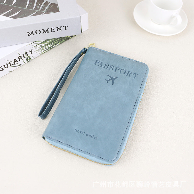 Elegant RFID Travel Wallet with Zipper Design for Passport and Ticket Storage, Anti-Theft & Expandable Organizer