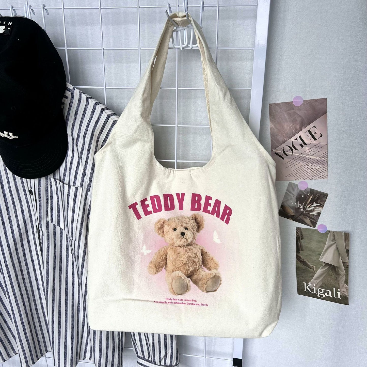 Cute Puppy Printed Canvas Tote Women's Shoulder Bag UV Commuter's All-Matching Large Capacity Bag