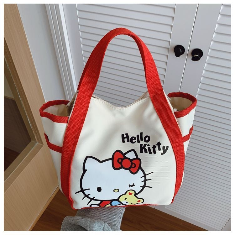 Cute Hello Kitty Tote Bag with Large Capacity for Daily Use and Lunch Carrying