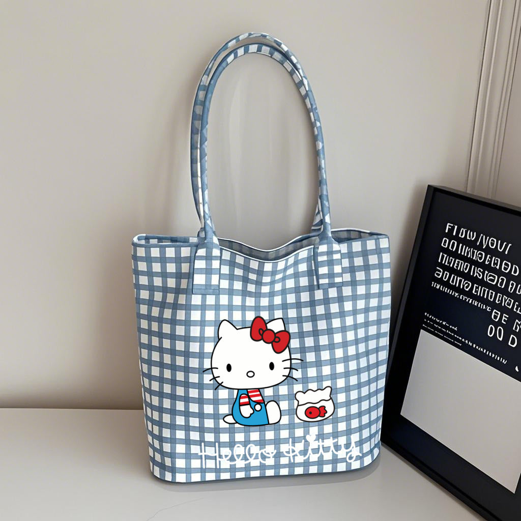 Hello Kitty 45th Anniversary Canvas Tote Bag - Cute Cartoon Design for Daily Commute and Summer Outings