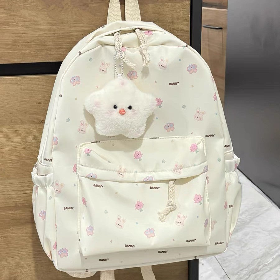 Cute Bunny Garden Backpack for Girls - Lightweight, Waterproof, and Stylish School Bag with Multiple Pockets