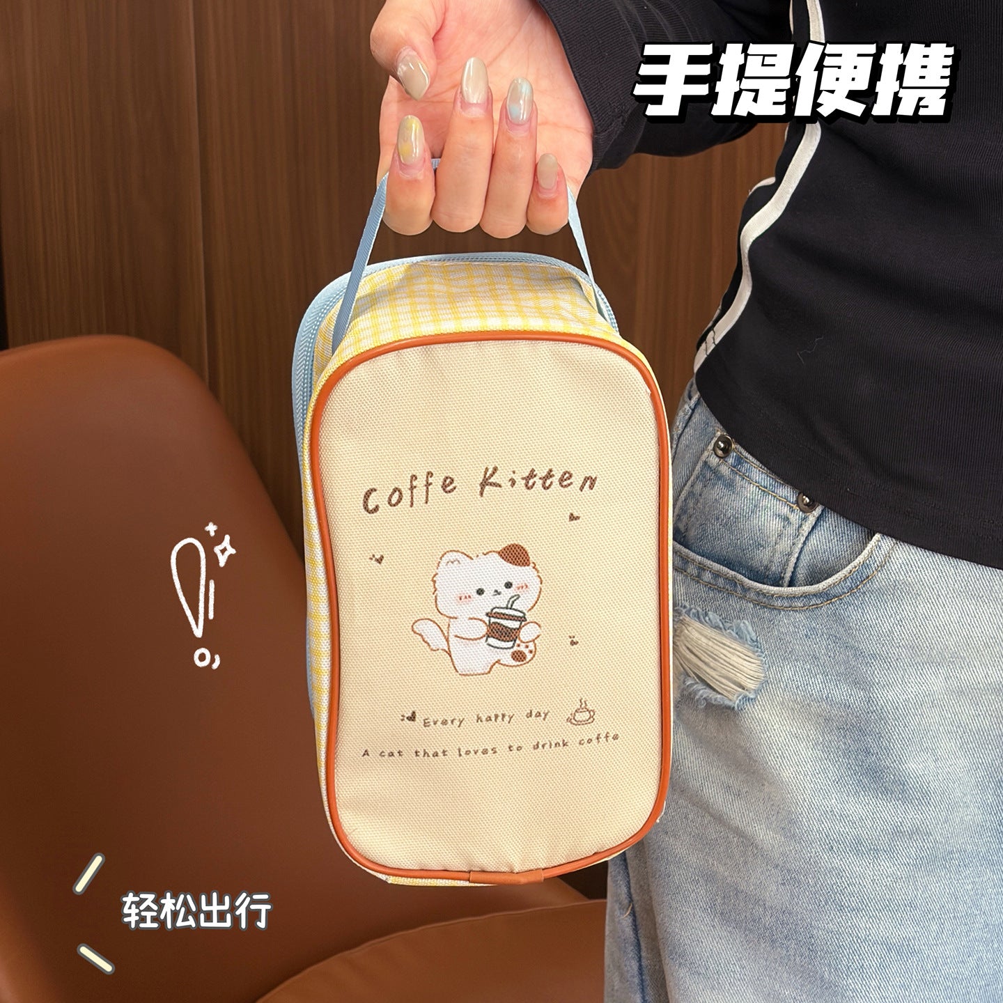 Cartoon Breakfast Portable Lunch Bag Men and Women Work Commuter Portable Lunch Insulation Lunch Bag Thickened