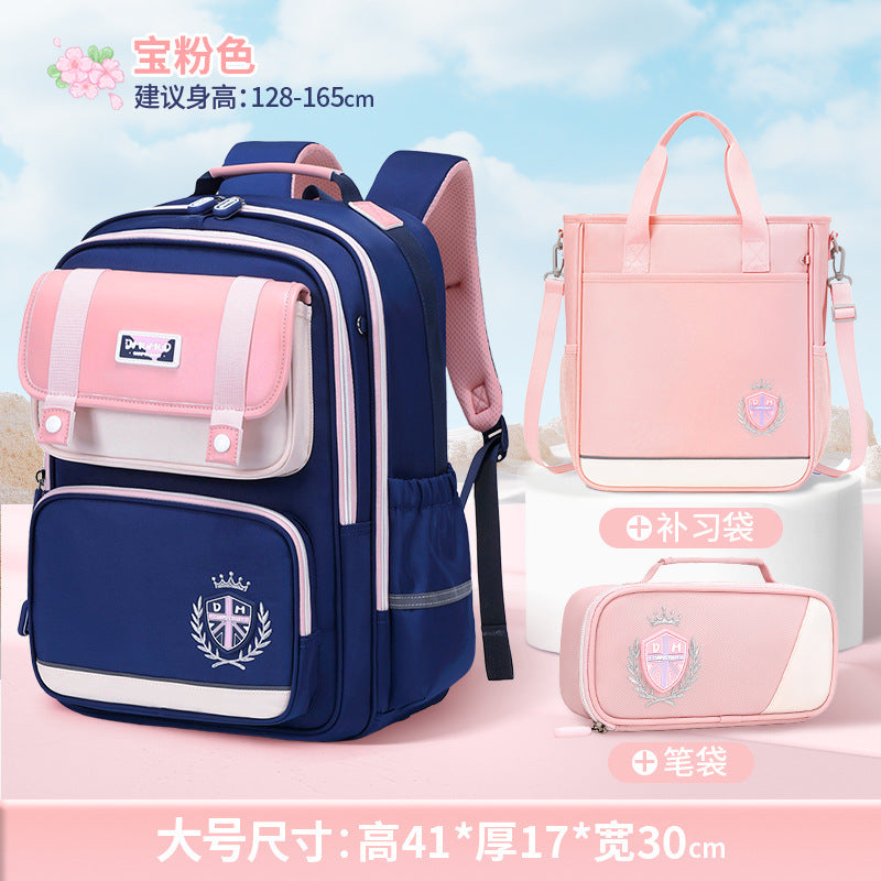 2026 New Kids Backpack for Grades 1-6, Lightweight & Ergonomic Design with Large Capacity, Breathable and Waterproof Oxford Fabric, British Style School Bag with Pencil Case and Study Bag Set