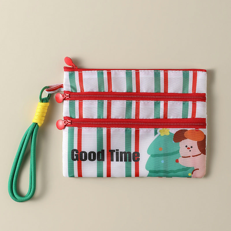 Cute Cartoon Travel Document Women's Storage Bag Multi-Layer Zipper Design Storage Passport Ticket ID Card Portable Portable Small Bag
