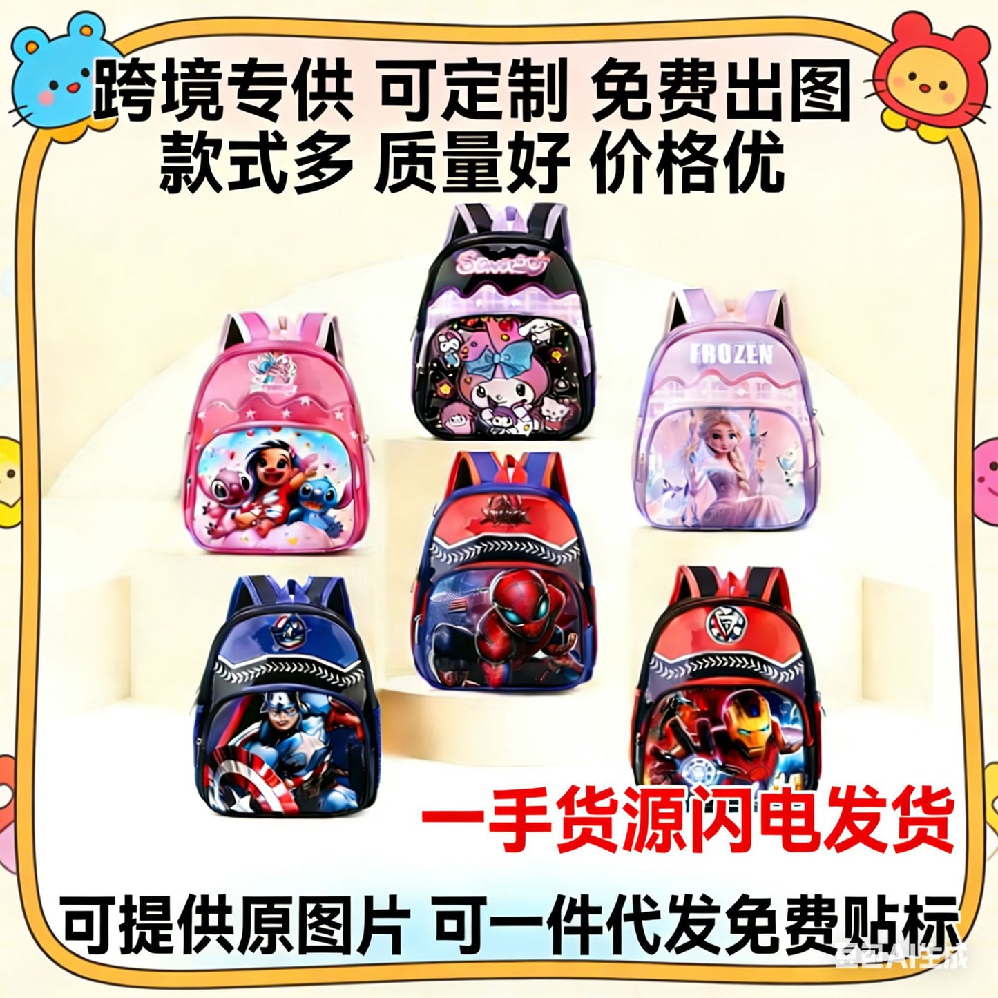 Cute Kids Backpack with Capybara Design Lightweight School Bag for Toddlers Age 3-5