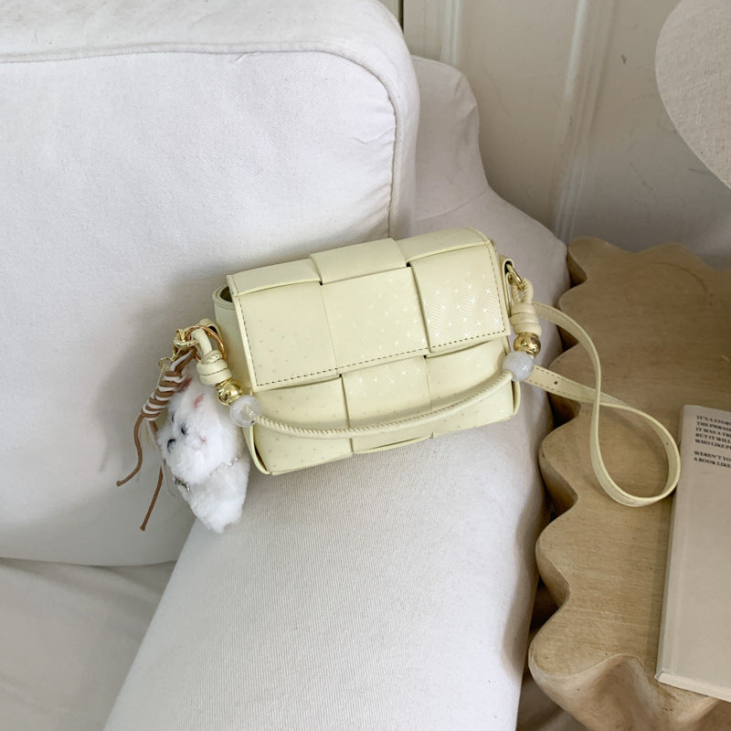 Korean Style Knitted Messenger Bag New Small Square Bag Cute Pendant Everyday Joker Fashion Handbag
