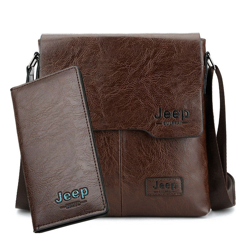 Retro Men's Crossbody Bag with Jeep Logo, Stylish Urban Travel Shoulder Bag for Daily Use