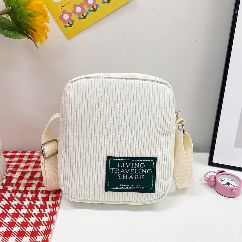 2026 New Korean Style Corduroy Mini Square Shoulder Bag with Braided Tassel and Zipper Closure for Daily Fashion