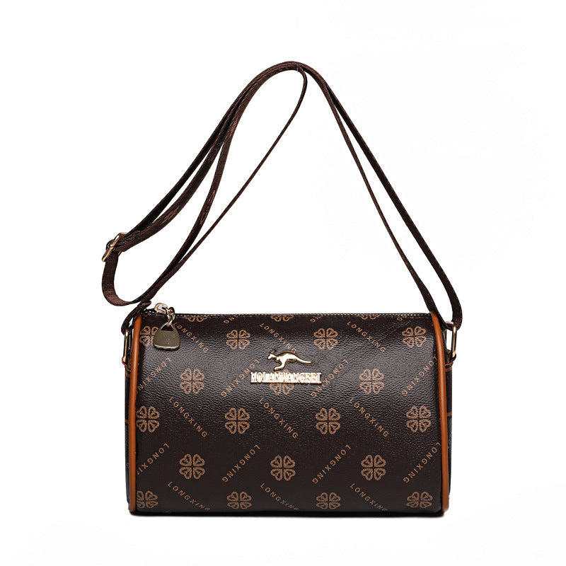New High-Grade Large Capacity Boston Messenger Bag Women's Soft Leather Retro Shoulder Bag
