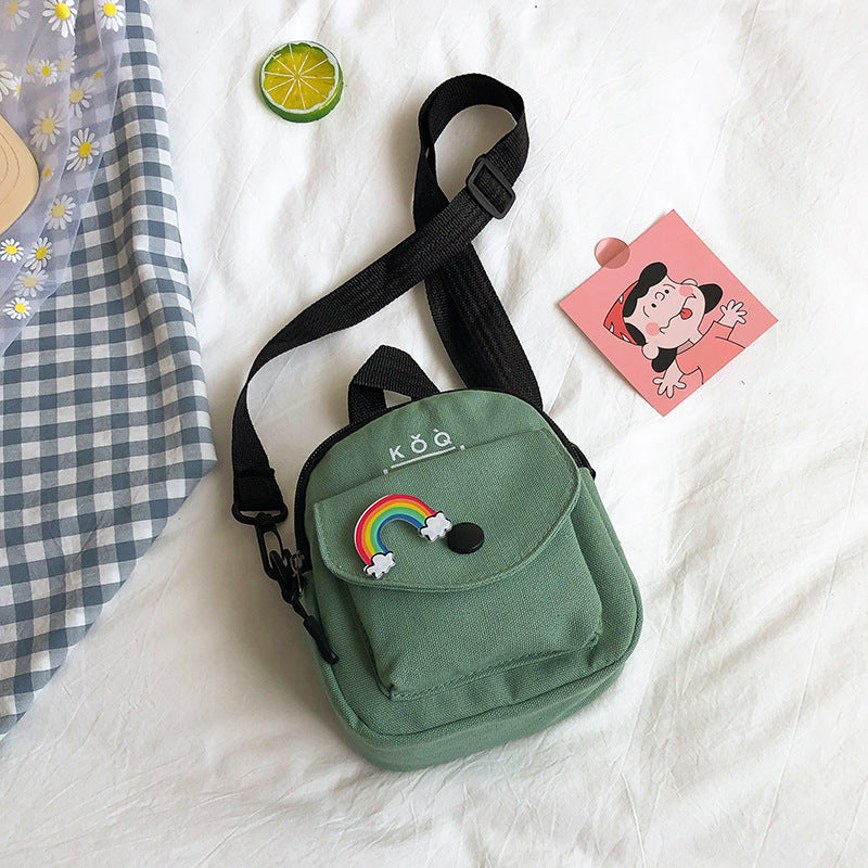 Cute Small Bag Women's New Fashion Versatile Canvas Messenger Bag Korean Casual Shoulder Small Square Bag