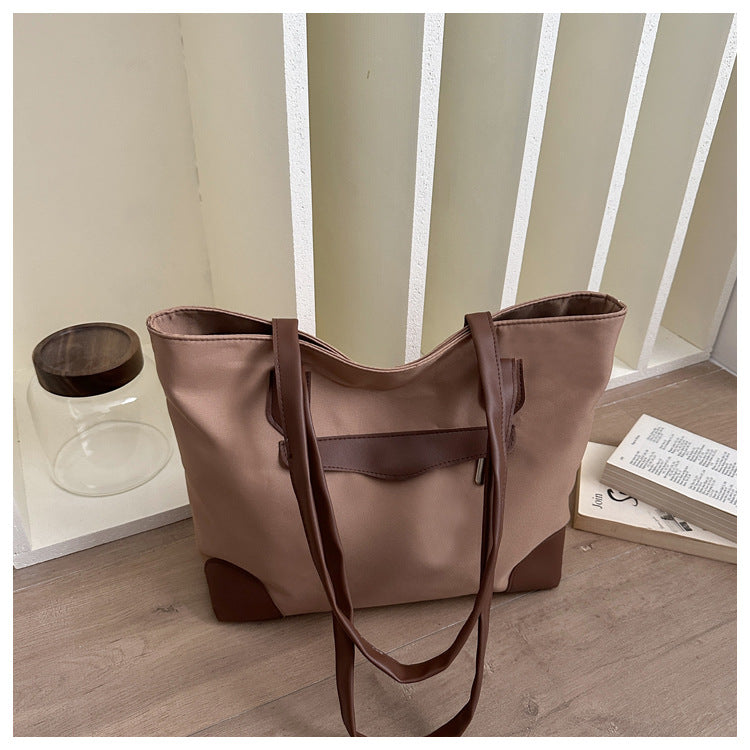 Simple Style Large Capacity Personality Zipper New Temperament Commute Texture Casual Portable Tote Bag for Women