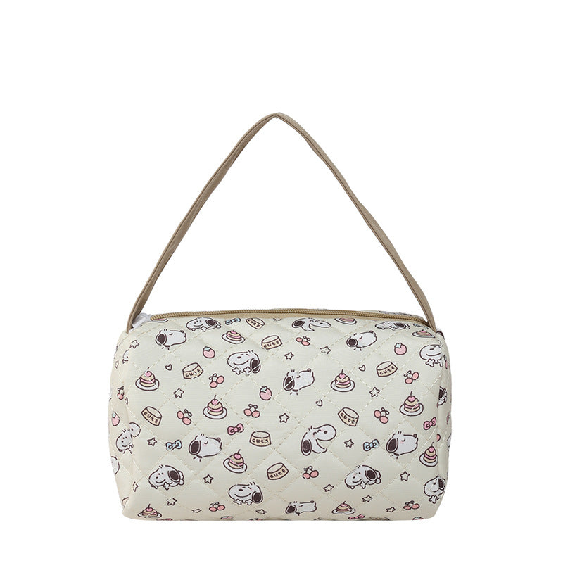 Cute Women's Portable Cosmetic Bag Cartoon Pattern Large Capacity Zipper Design Daily Portable Storage Bag