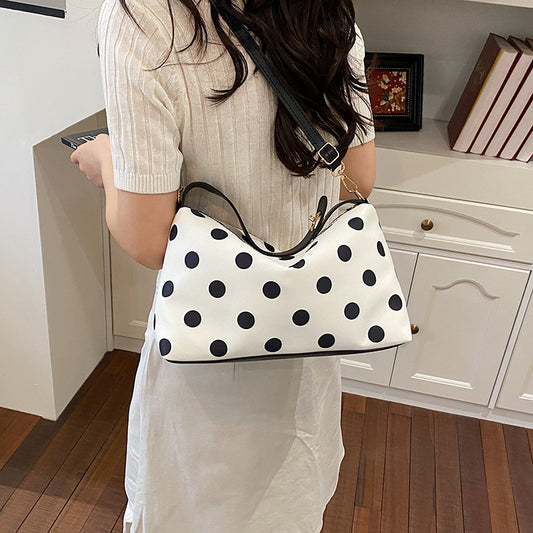 High-Grade Polka Dot Shoulder Bag New Fashion Simple Urban Style Commuter Messenger Bag Everyday Joker