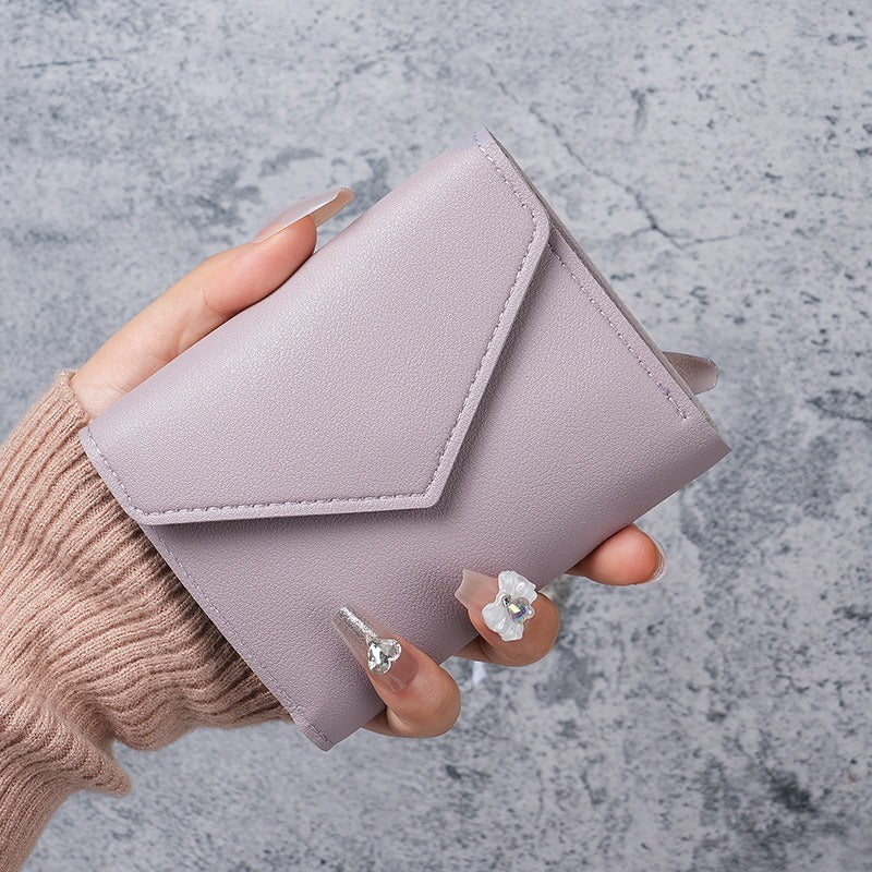 Cute Mini Wallet for Women with Envelope Design and Floral Nail Art, Perfect for Daily Use and Student Style