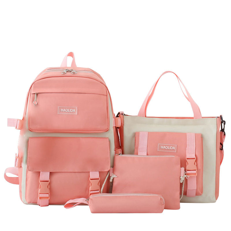 Cute Campus Style Backpack Set with Matching Bag and Accessories for Students