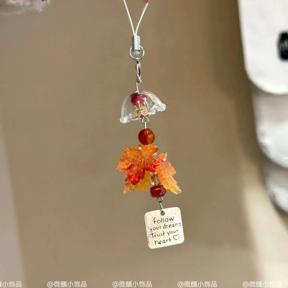 Jasmine maple leaf ginkgo wind chimes pendant phone case charm bag camera keychain lanyard
