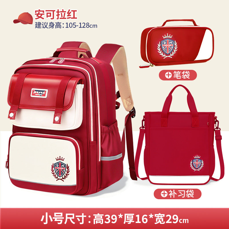 2026 New Kids Backpack for Grades 1-6, Lightweight & Ergonomic Design with Large Capacity, Breathable and Waterproof Oxford Fabric, British Style School Bag with Pencil Case and Study Bag Set