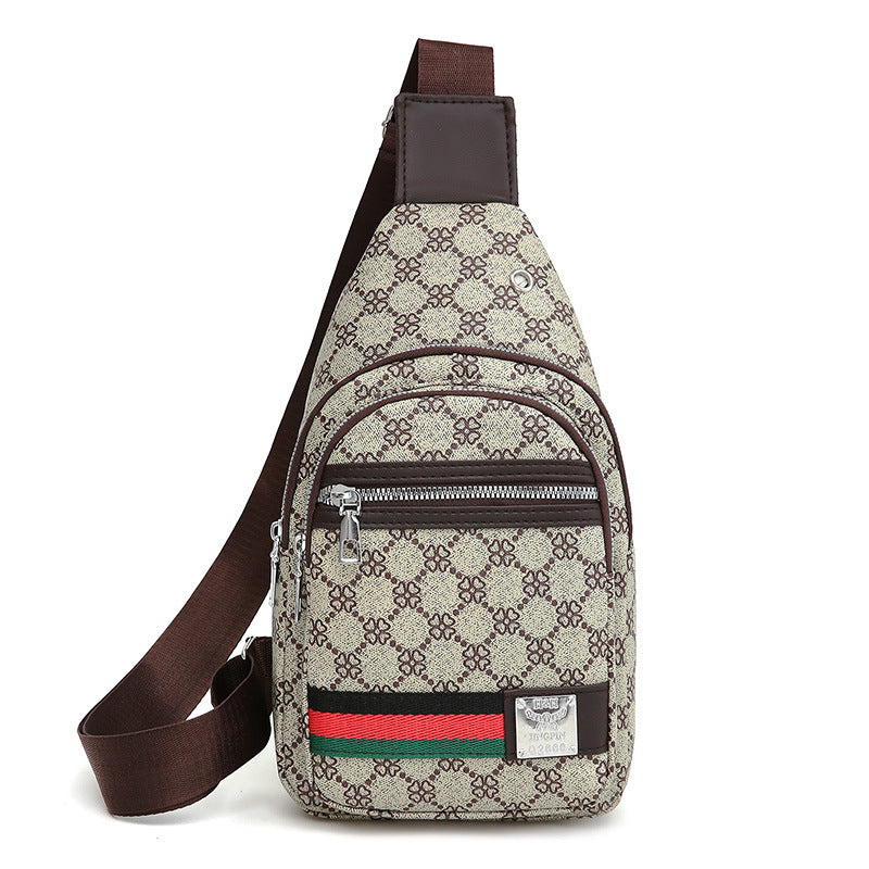 New Contrast Color Pu Soft Leather Casual Chest Bag Korean Style Men and Women Crossbody Fashion Travel Fashion Small Backpack Women