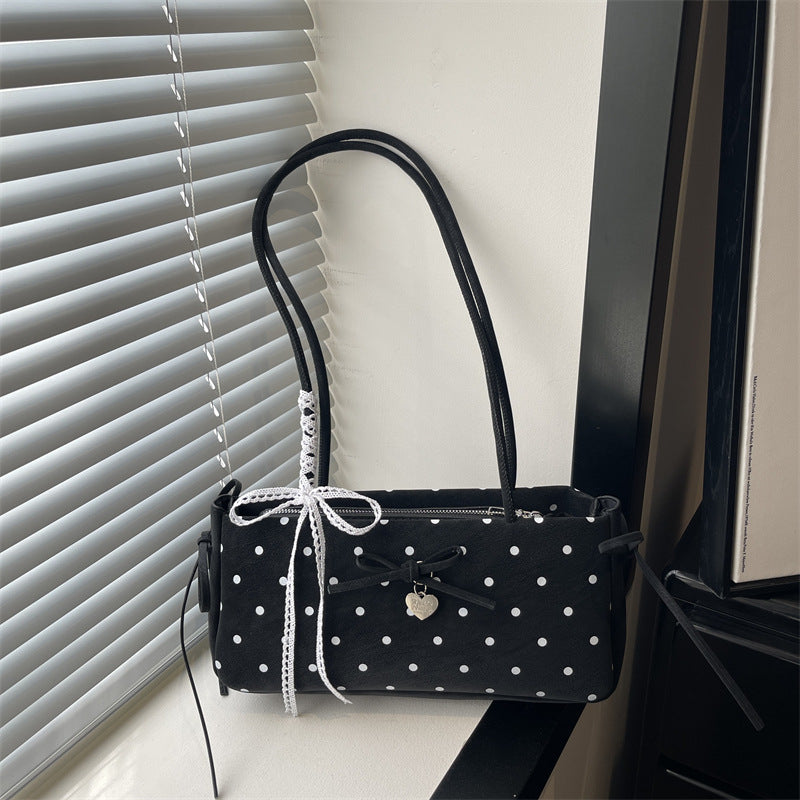 New Polka Dot Shoulder Bag Lace Bow Love Ornaments Fashion Commuter Everyday Joker