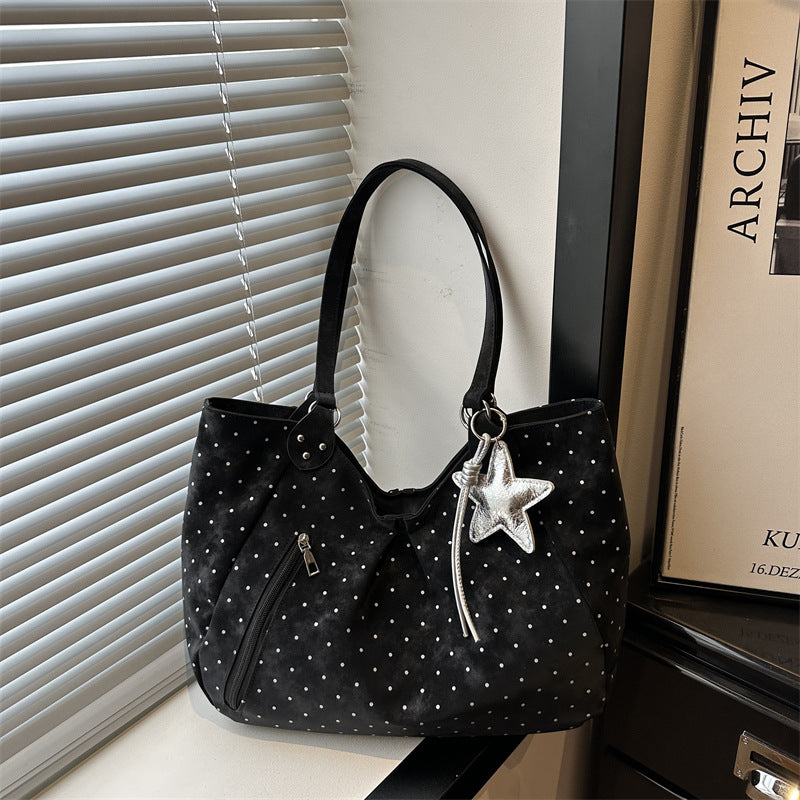New Polka Dot Tote Women's Korean-Style Shoulder Bag Large Capacity Commuter Underarm Bag Fashionable All-Match Handbag