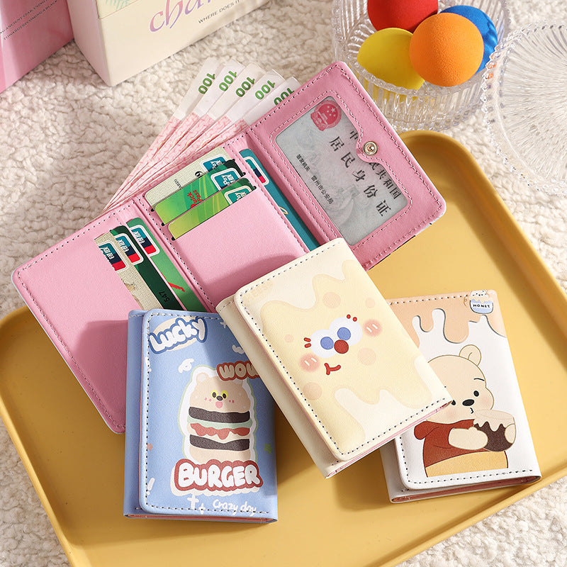 Cute Cartoon Burger Wallet for Women and Men, 3-Fold PU Coin Purse with Anti-Theft Features, Perfect for Daily Use and Students