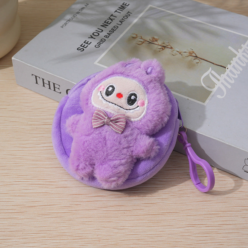 Women's Wallet Cute Plush Labubu Coin Purse Keychain Bow Design Wallet