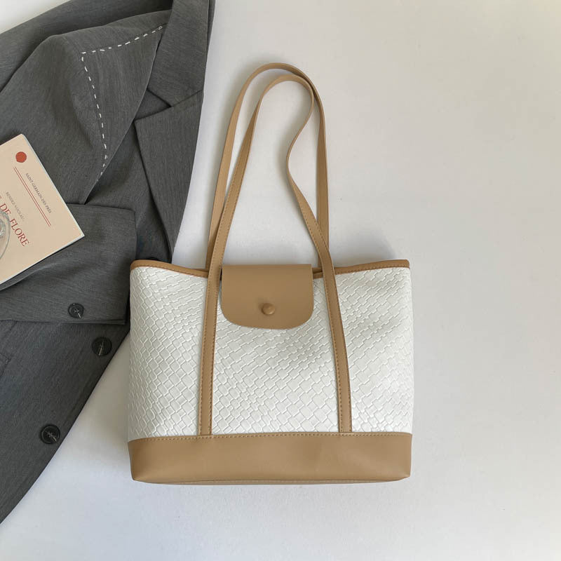 New Women's Large Capacity Totes Casual Simple Color Collision Design Daily Commuter's All-Matching Shoulder Bag