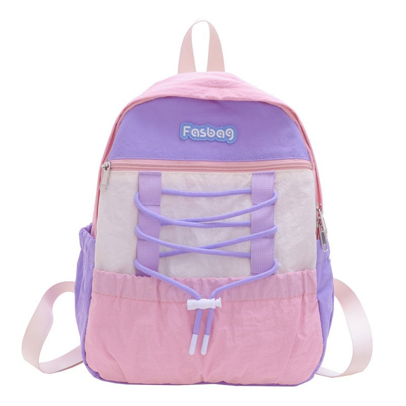 New Kindergarten Color Matching Backpack Boys and Girls Outdoor Casual and Lightweight Versatile Large Capacity Schoolbag