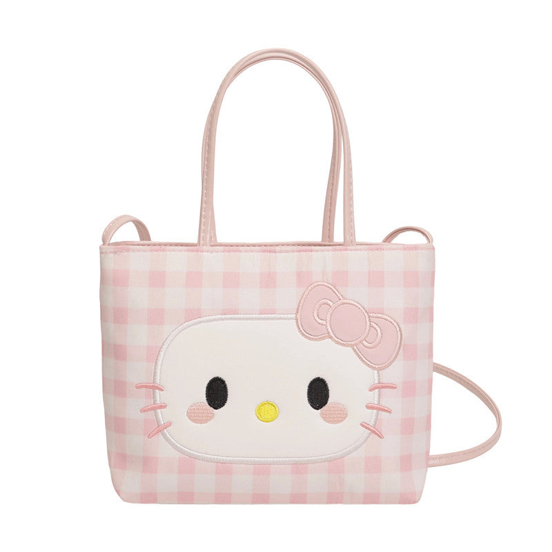 Cute Cartoon Hello Kitty Tote Bag with Polka Dot Design, Soft PU Material, Perfect for Daily Use and Fashionable Outings