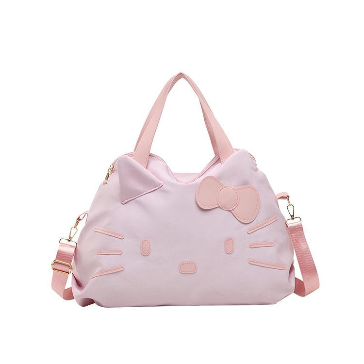 Hello Kitty Style Travel Bag for Women, Large Capacity Hand Carry Tote with Cute Cat Design and Adjustable Shoulder Strap