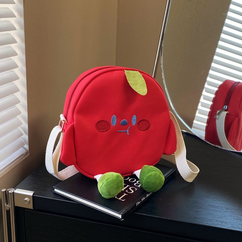 Cute Fruit Design Canvas Shoulder Bag for Kids Lightweight and Durable Daily Use
