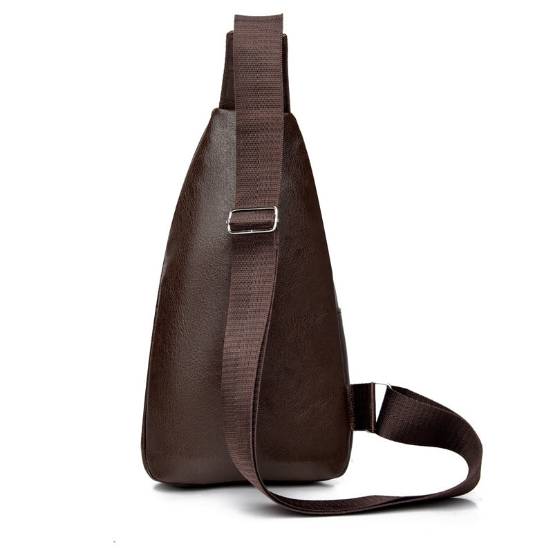 Men's Soft Leather Chest Bag Waterproof Leisure Business Messenger Bag Fashion All-Match Travel Essential
