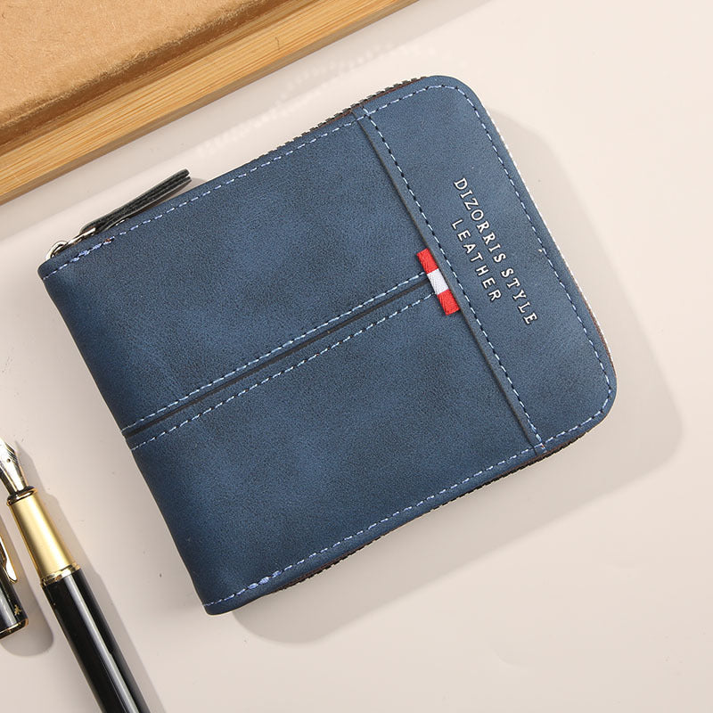 Retro PU Leather Men's Wallet with Zipper and Expandable Design for Daily Use