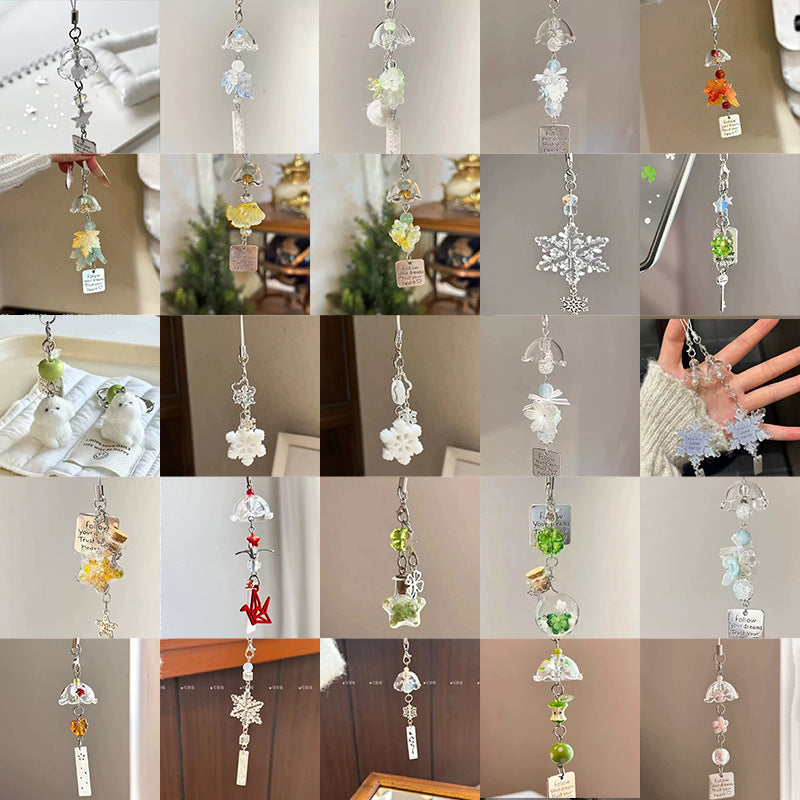 Jasmine maple leaf ginkgo wind chimes pendant phone case charm bag camera keychain lanyard