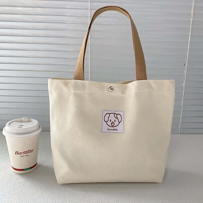 Cute Cartoon Canvas Tote Bag for Daily Use, School, Lunch, and Gift Packaging - Stylish and Practical Handheld Bag