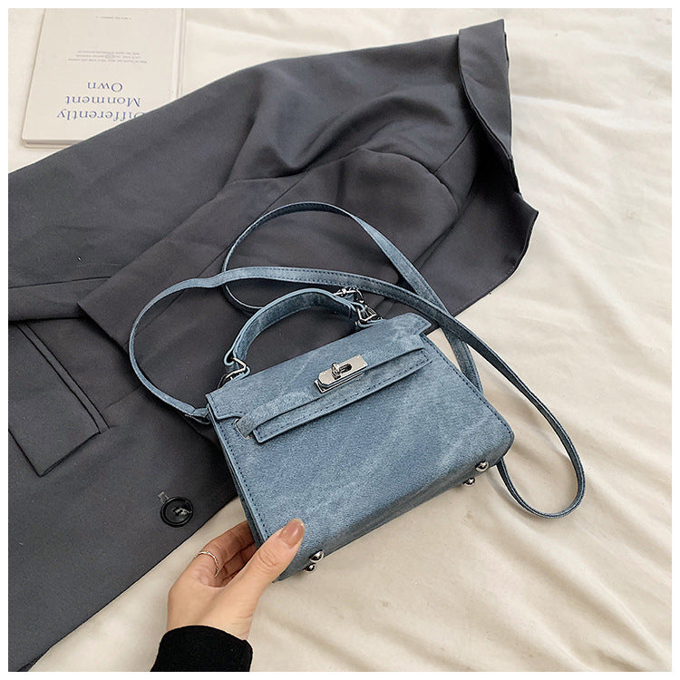 Retro Casual New Simple Fashion Lock Korean Style Crossbody Shoulder Portable Square Pouch Women