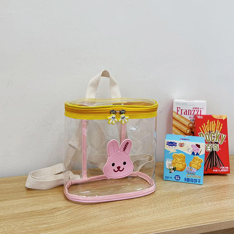 Cute Transparent Kids Backpack with Rabbit Design, Waterproof and Lightweight for Daily Use and Beach Outings