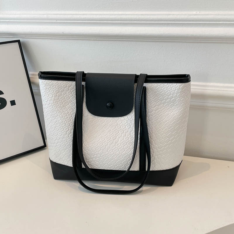 New Women's Large Capacity Totes Casual Simple Color Collision Design Daily Commuter's All-Matching Shoulder Bag