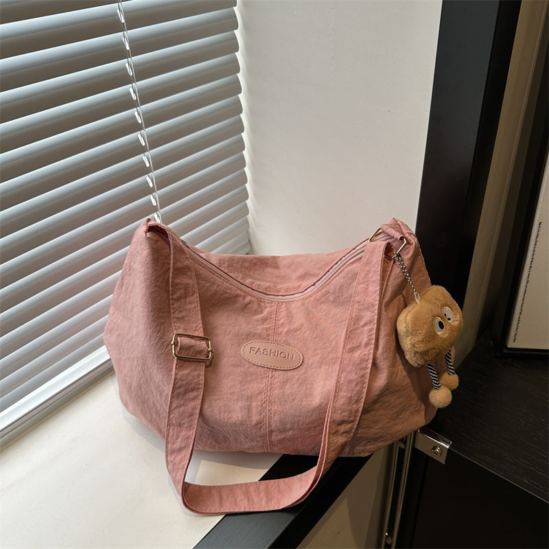Stylish Crossbody Bag for Women with Cute Pendant, Large Capacity Casual Shoulder Bag for Daily Use and School