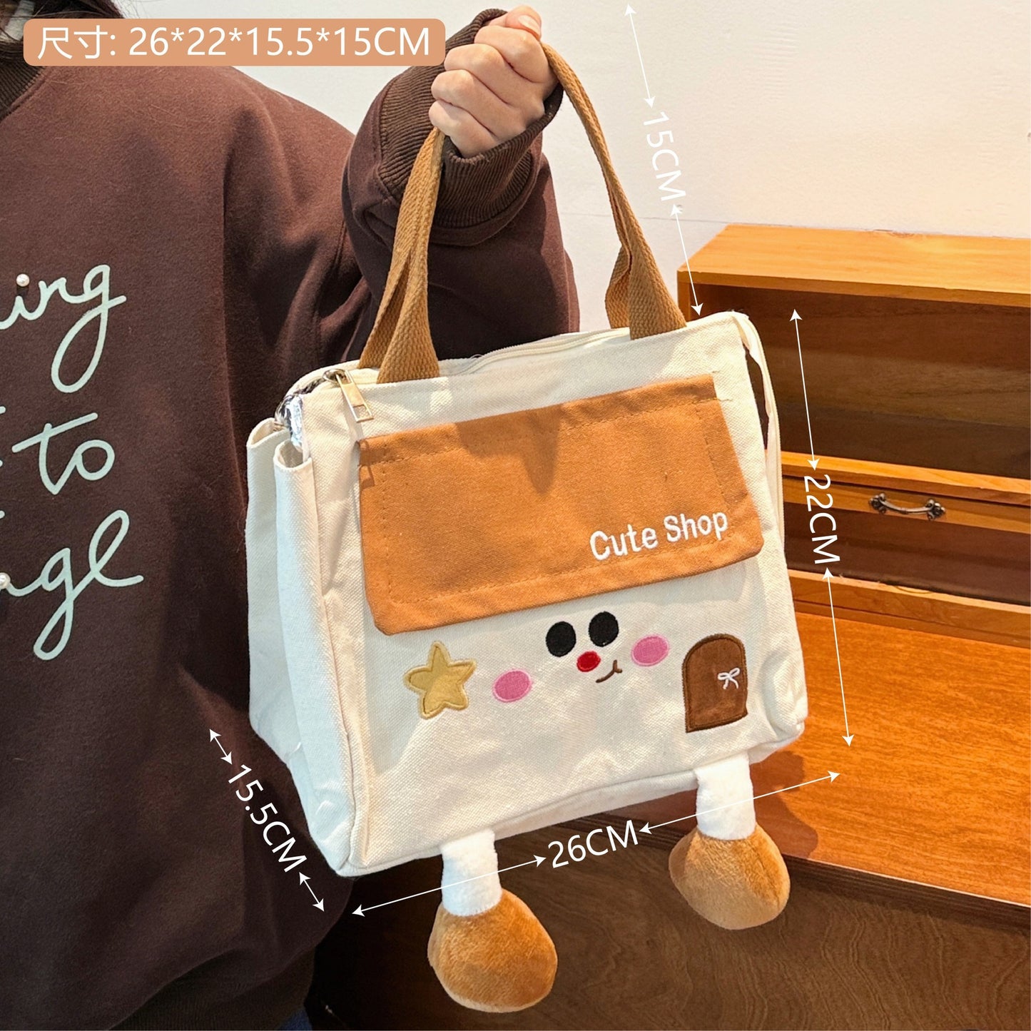 Cartoon Funny Thermal Lunch Bag Women's Large Capacity Aluminum Film Lunch Box Bag