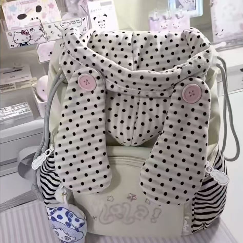 Cute Polka Dot Backpack with Soft Shoulder Pads and Large Capacity for School and Travel