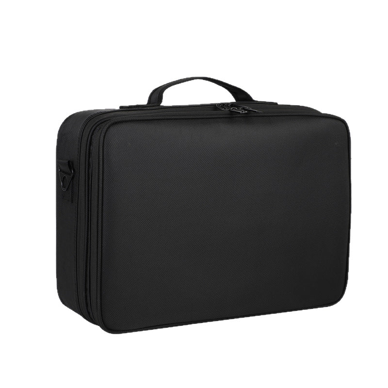 Large Capacity Portable Cosmetic Makeup Case with Multiple Layers and Brush Organizer for Travel and Home Use