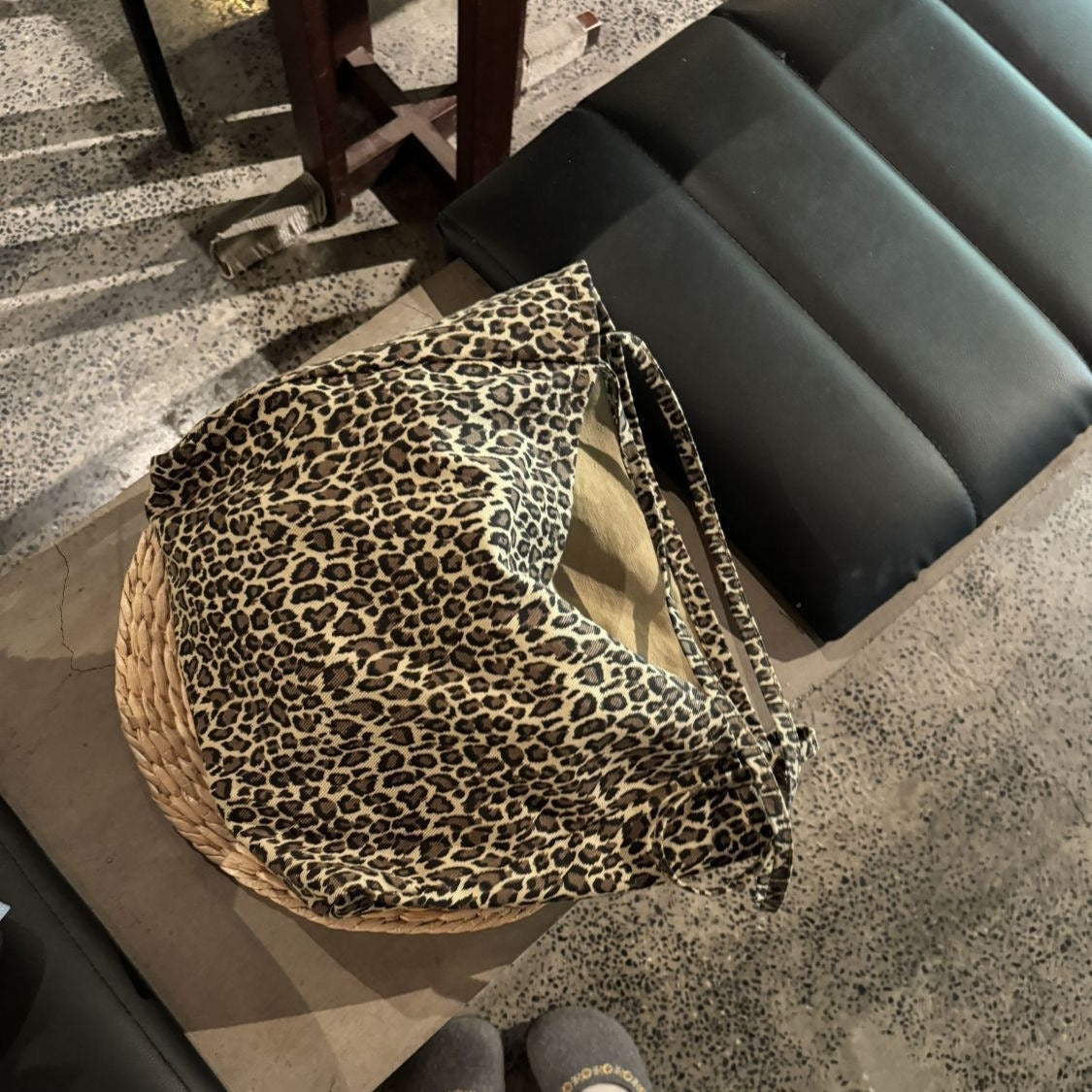 New Large Capacity Leopard Print Tote Bag Women's All-Match Daily Practical Lazy Street Style Canvas Shoulder Bag