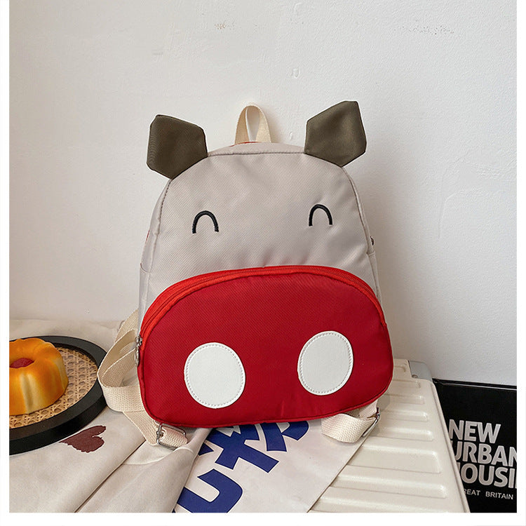 Cute Animal Cartoon Backpack for Kids - Stylish Dual-Shoulder Bag with Zipper Closure and Phone Pocket