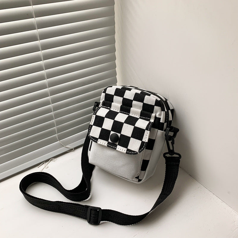 New Retro Color Plaid Bag Women's Simple Trendy College Style Messenger Bag
