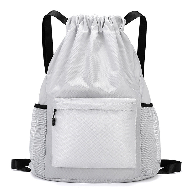Women's Backpack Drawstring Bag Drawstring Sports Travel Backpack with Mesh Side Pocket and Front Zipper Pocket Suitable for Fitness Training Daily Use