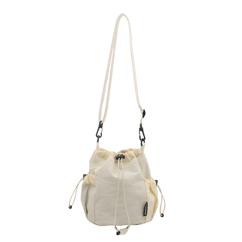 Japanese Style Drawstring Bucket Bag Outdoor Sports and Casual Fashion All-Match Nylon Messenger Bag
