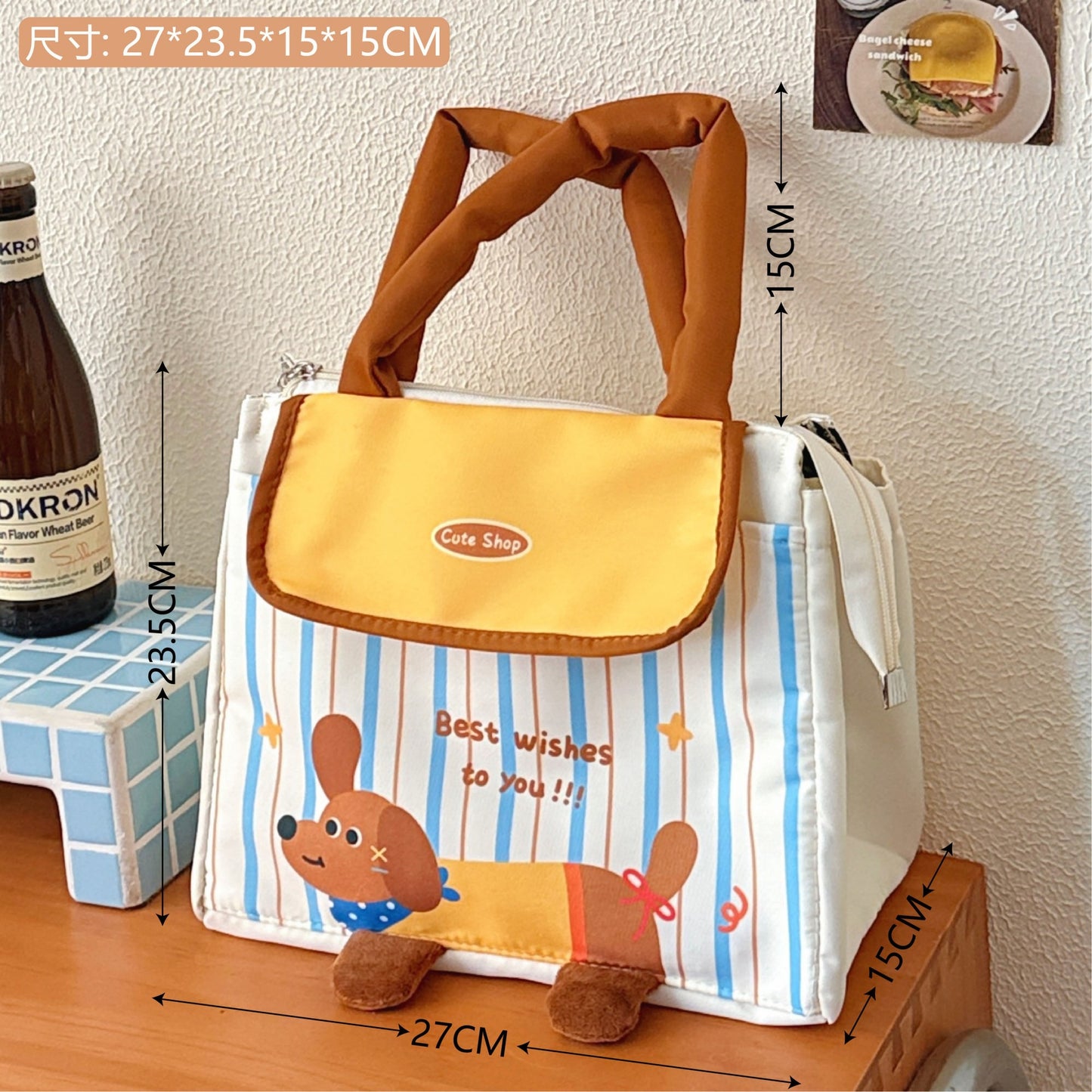 Cartoon Funny Thermal Lunch Bag Women's Large Capacity Aluminum Film Lunch Box Bag